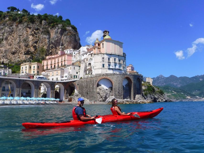 Amalfi Coast: Kayak Tour with Snorkeling and Grottoes Visit - Conca dei Marini, villas, towers, and wide coastal views