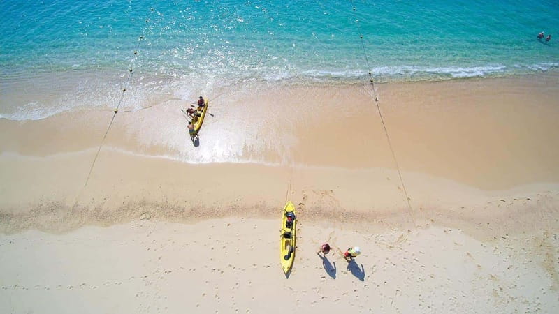 Cabo: Half-Day Kayak & Snorkel to Santa Maria & Chileno Bay - Seeing the reef through a glass-bottom kayak