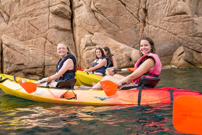 Costa Brava Kayak & Snorkel Tour + Picnic from Barcelona - Paddling the rocky coast