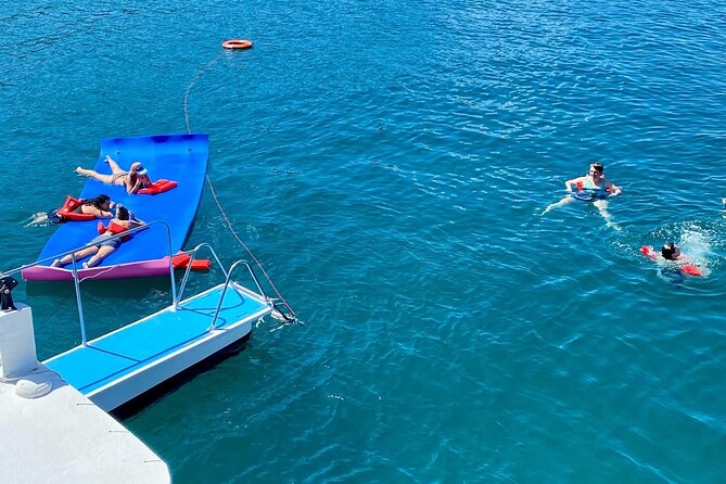 Flamingo Family Fun Catamaran Snorkel:Comfortable shaded seating - The return sail and Guanacaste sunset