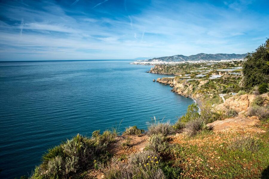 From Malaga: Cliffs of Maro Hike w/ Beach Visit & Snorkeling - The descent to a secluded white-sand beach
