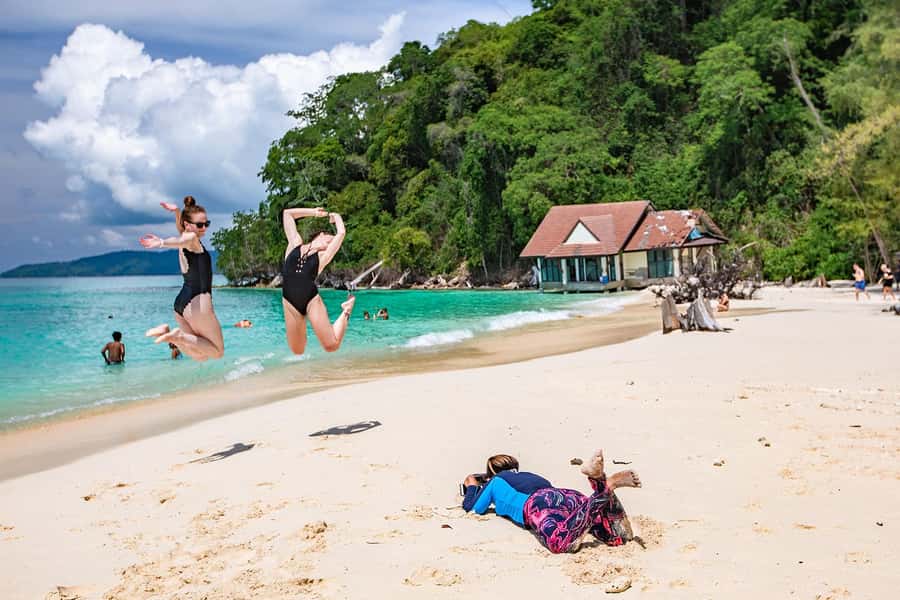 From Phuket: Lazy Snorkel & Explore at Bamboo & Phi Phi - The two-story catamaran ride from AA Marina