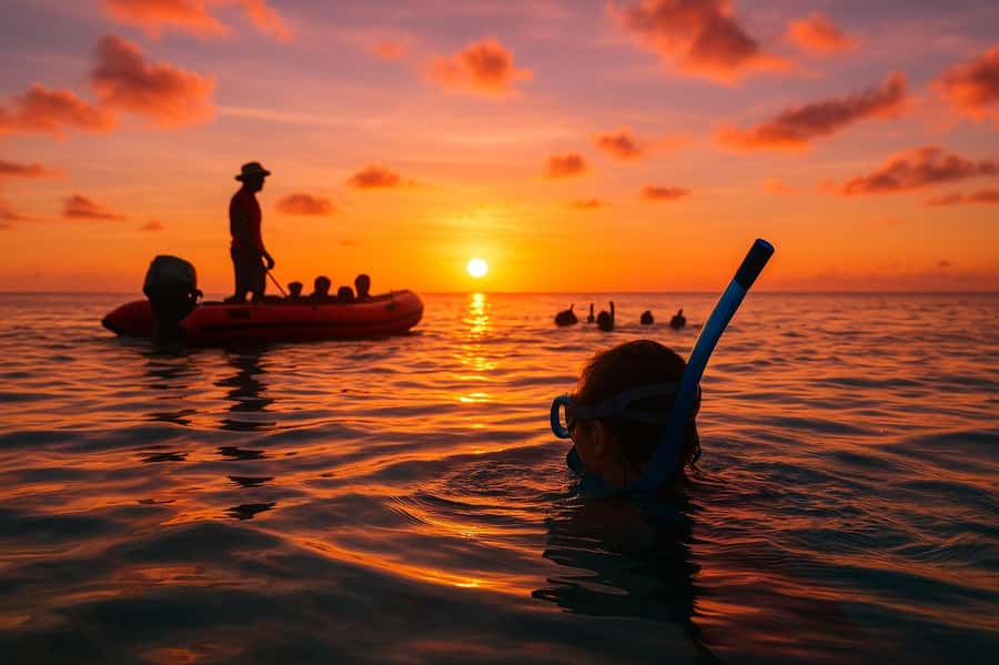 Gili SUNSET Snorkeling Tour With GOPRO Documentation - The first water stop: turtles around Gili Trawangan
