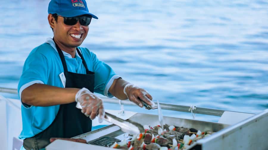 Gili Trawangan: 3-Gili Islands Snorkel Sunset Cruise w/ BBQ - Sunset from the custom pontoon