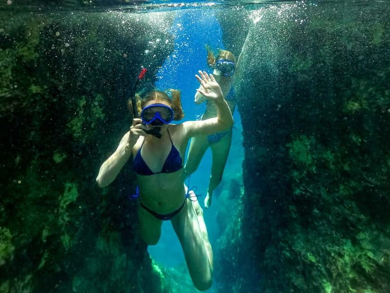 Milopotas: Best Beaches Boat Cruise with Snorkeling - Manganari and Never Bay: the active part of the route