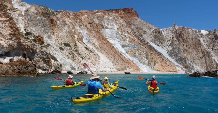 Milos: Guided Kayaking Trip with Snorkelling & Lunch - The first hour: learning the kayak and reading the coast