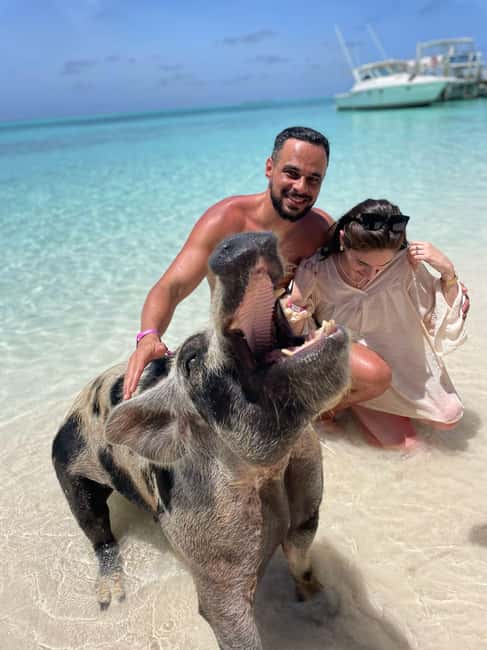 Nassau: Rose 3-Island Tour with Snorkeling and Lunch - Atlantis from the water and the harbor departure