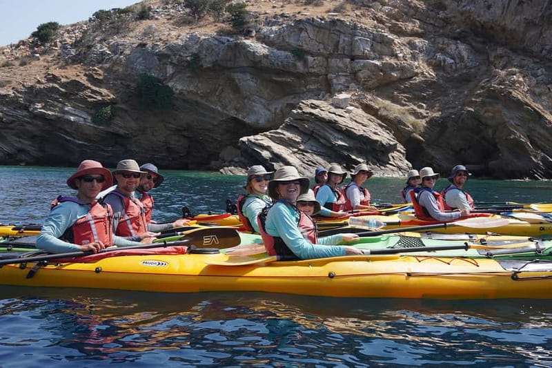 Naxos: Rina Cave Sea Kayak Tour with Snorkeling and Picnic - Entering Rina Cave and stopping for a swim
