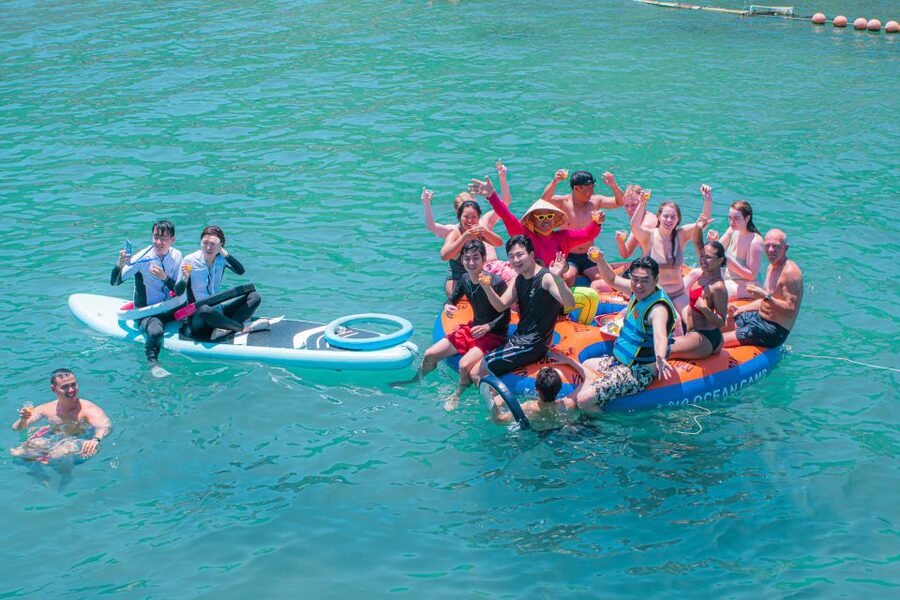 Nha Trang: Coral Reef Snorkeling and Floating Bar Party - SUP, the giant waterslide, and the final island time