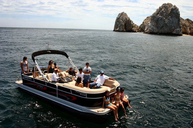 Private Luxury Pontoon Boat, Snorkel, Arch, Sunset & byond - Passing Land’s End and the Arch