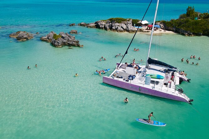 Restless Native Catamaran Sail and Snorkel Tour - A pink catamaran makes the first impression