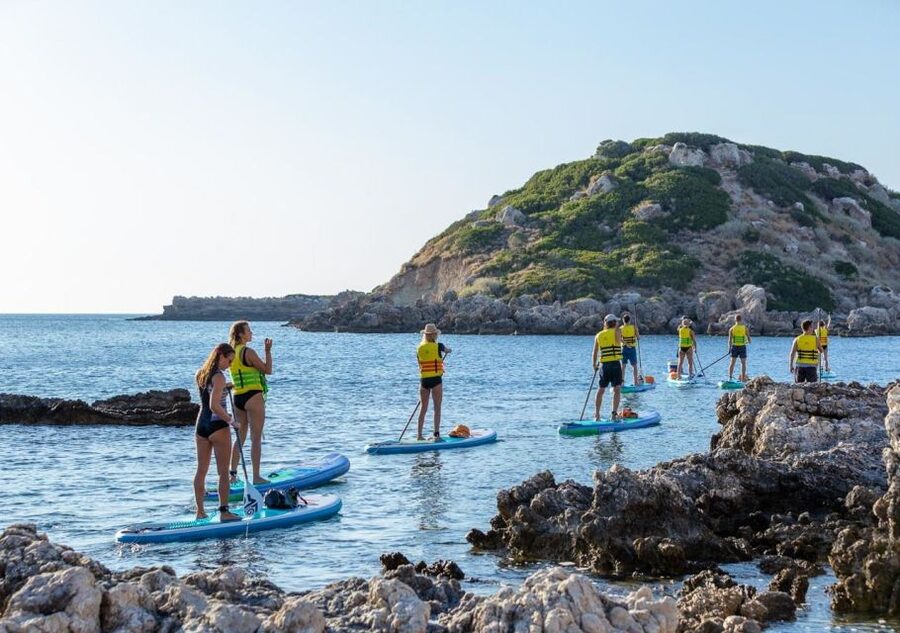 Rhodes: Stand-Up Paddleboard and Snorkeling Tour - A secluded bay, Greek snacks, and a second swim