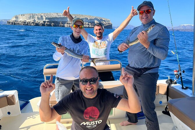 Santorini Fishing Private Cruise boat tour - BBQ, Snorkeling - Sunset possibilities and the five-hour schedule