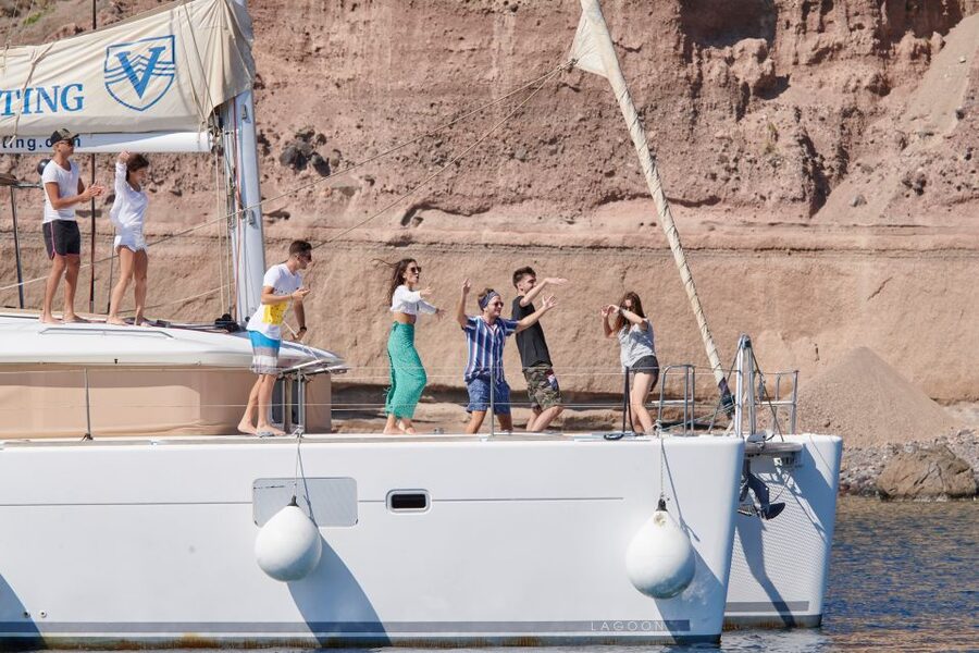 Santorini Gold Catamaran Cruise with Snorkel, BBQ & Open Bar - Why Santorini looks better from the sea