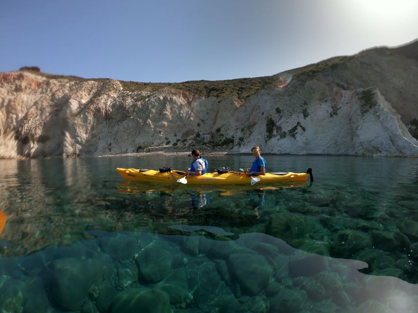 Santorini: Sea Caves Kayak Trip with Snorkeling and Picnic - Getting comfortable in the double kayak