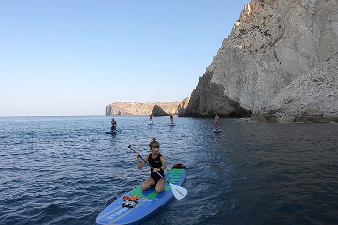 Santorini: Stand-Up Paddle and Snorkel Adventure - Santorini from the water, not the postcard viewpoint