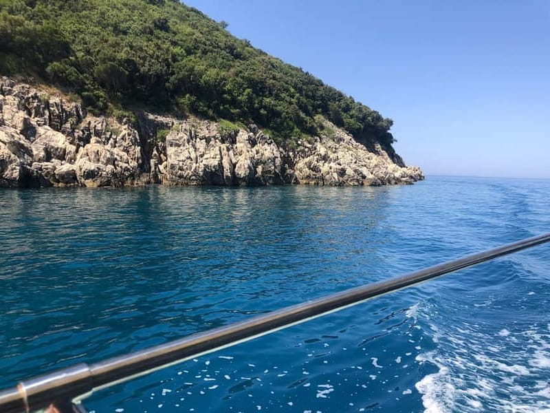 Sarandë:Boat Tour to Kroreza with snorkelling & umbrellas - Military Bay and Rrojdhe Bay complete the return