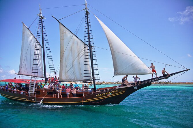 Set Sail in Aruba: Jolly Pirate Cruise with Snorkel Adventure - Boca Catalina brings calmer water and coral life
