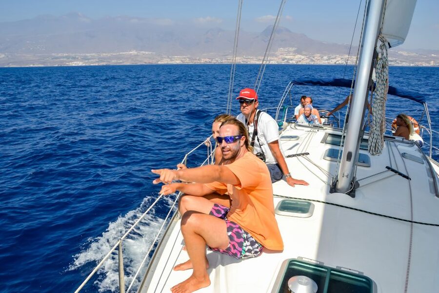 Tenerife: Sailboat Tour Whale Watching Food and Snorkeling - Watching pilot whales and dolphins in the Atlantic