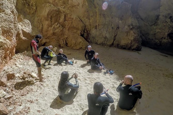 Visit Secret Caves, Hidden Beaches and Snorkel in Alvor, Portugal - Entering the caves by water and on foot